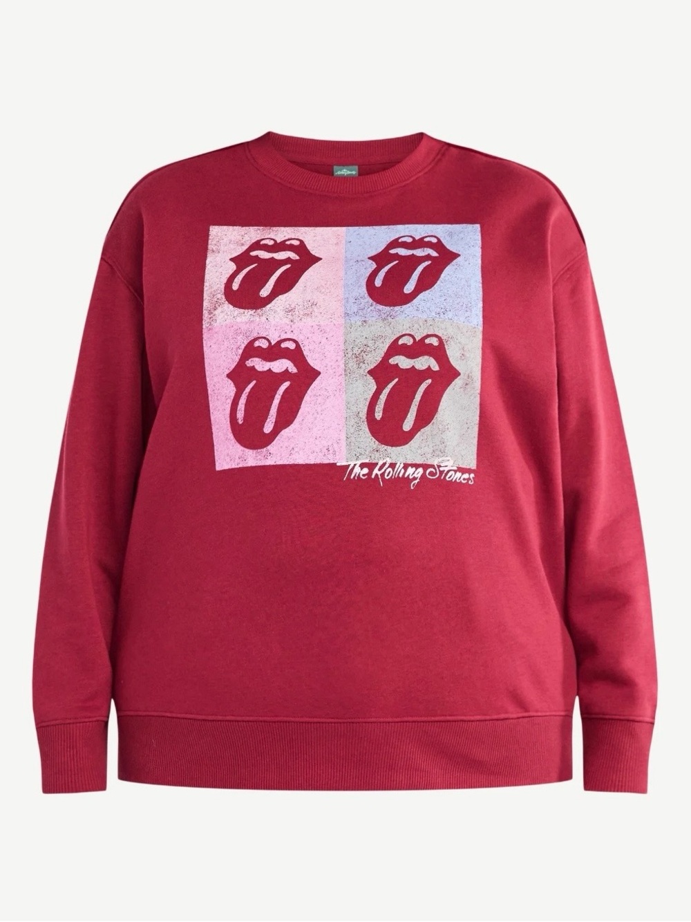 Terra & Sky Women’s Rolling Stones Crewneck Sweatshirt in Color Sparkling Merlot